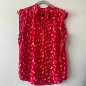 Ann Taylor Pink Floral Sleeveless Blouse